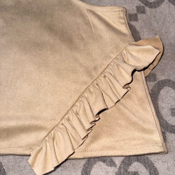 Zara Beige Crop Top with Floral Embroidery Suede like - Picture 9 of 9